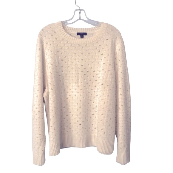 J. Crew Ivory Pointelle Crewneck Sweater - Picture 5 of 13